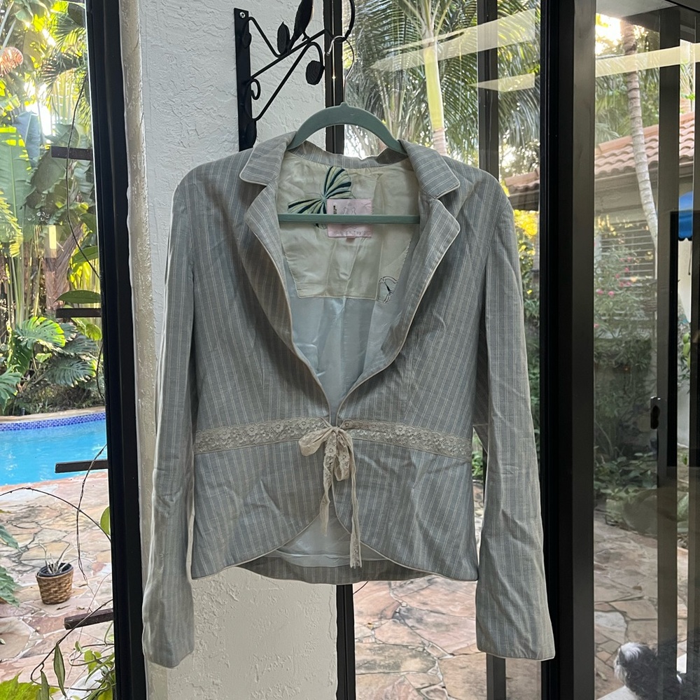 Rebecca Taylor Pinstripe Baby Blue Blazer set